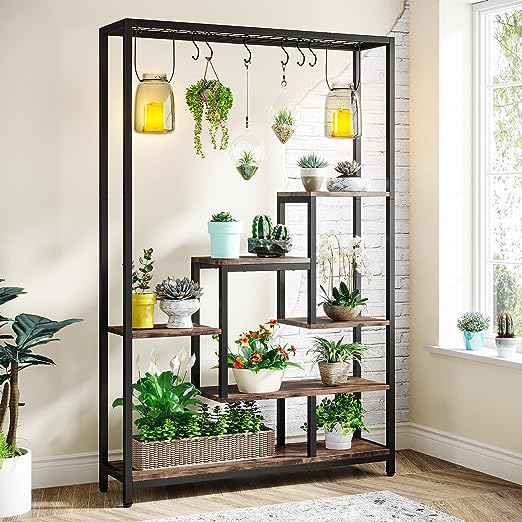 Tribesigns 5-Tier White & Beige Ladder Plant Stand
