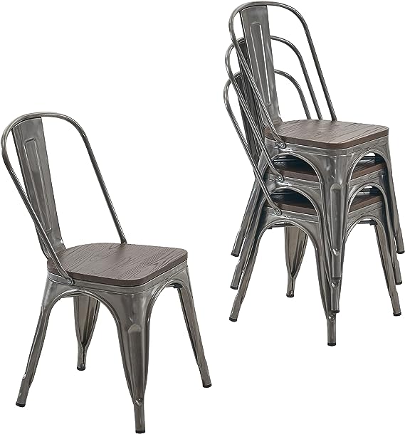 Metal Dining Chair Farmhouse Tolix Style for Kitchen Dining Room