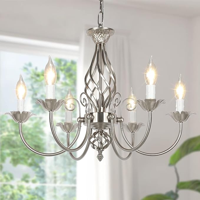 6-Light Farmhouse Candle Chandelier for Living Room