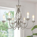 6-Light Farmhouse Candle Chandelier for Living Room, Rustic Industrial Pendant Ceiling Light fixture
