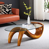 Oval Glass Coffee Table,Contemporary Coffee Table for Living Room