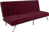 Emily Futon With Chrome Legs, Navy Linen