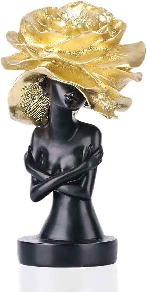Black and Gold African Statues and Sculptures, African-American Women Busts