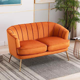 Contemporary Velvet Loveseat Chair with Gold-Finished Metal Legs, 2-Seat Sofa