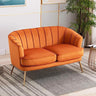 Contemporary Velvet Loveseat Chair with Gold-Finished Metal Legs, 2-Seat Sofa