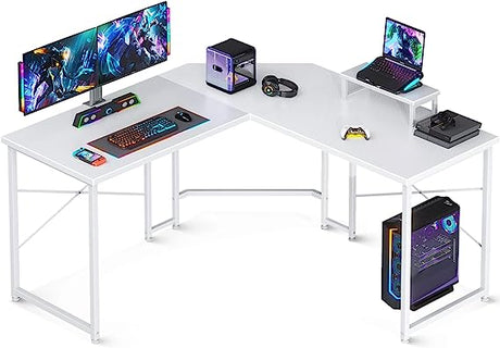 L Shaped Gaming Desk, 51 Inch Computer Desk with Monitor Stand