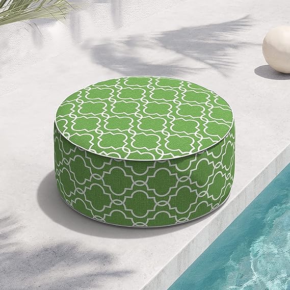 Indoor/Outdoor Inflatable Ottoman D21 x H9 inch, Round Footstool Inflatable Foot Rest Ottoman