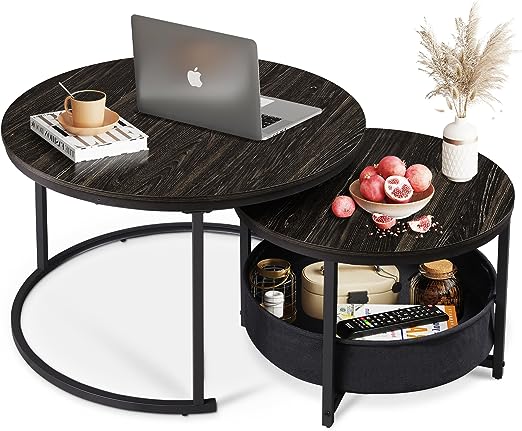 Coffee Table Set of 2,32in Round Nesting Table for Living Room