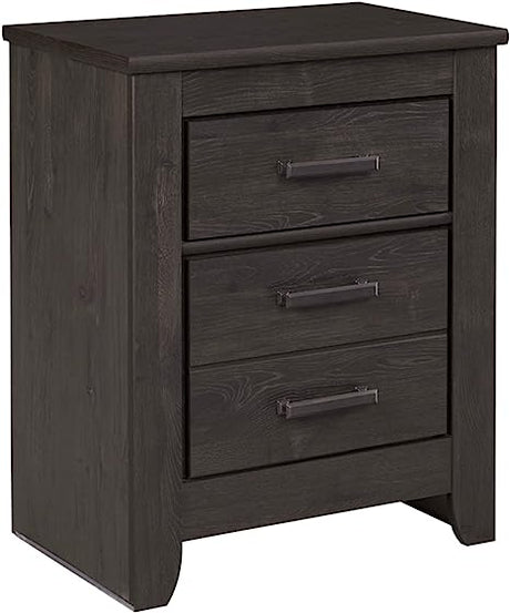 Trinell Rustic 2 Drawer Nightstand with USB Charging Stations, Warm Brown