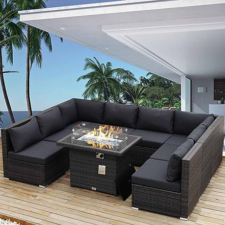 Large Size PE Rattan Outdoor Patio Furniture Sectional Sofa Sets