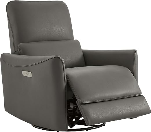 Power Recliner Swivel Glider, Upholstered Faux Leather Living Room Reclining Sofa Chair