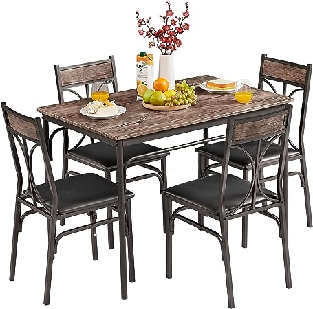 5-Piece Indoor Modern Rectangular Table Kitchen, Dinette, Breakfast Nook