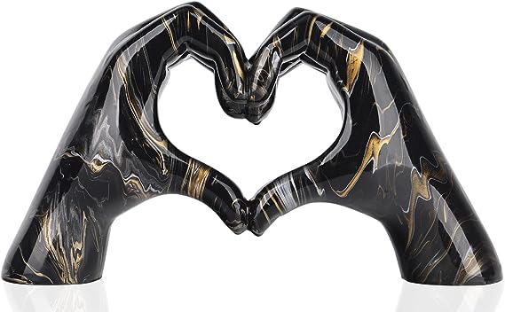 Golden Gesture Decoration, Love Finger Statue Modern, Modern Art Sculpture