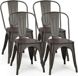 18 Inch Dining Chair Set of 4, Industrial Vintage Stackable Metal Chairs