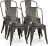 18 Inch Dining Chair Set of 4, Industrial Vintage Stackable Metal Chairs