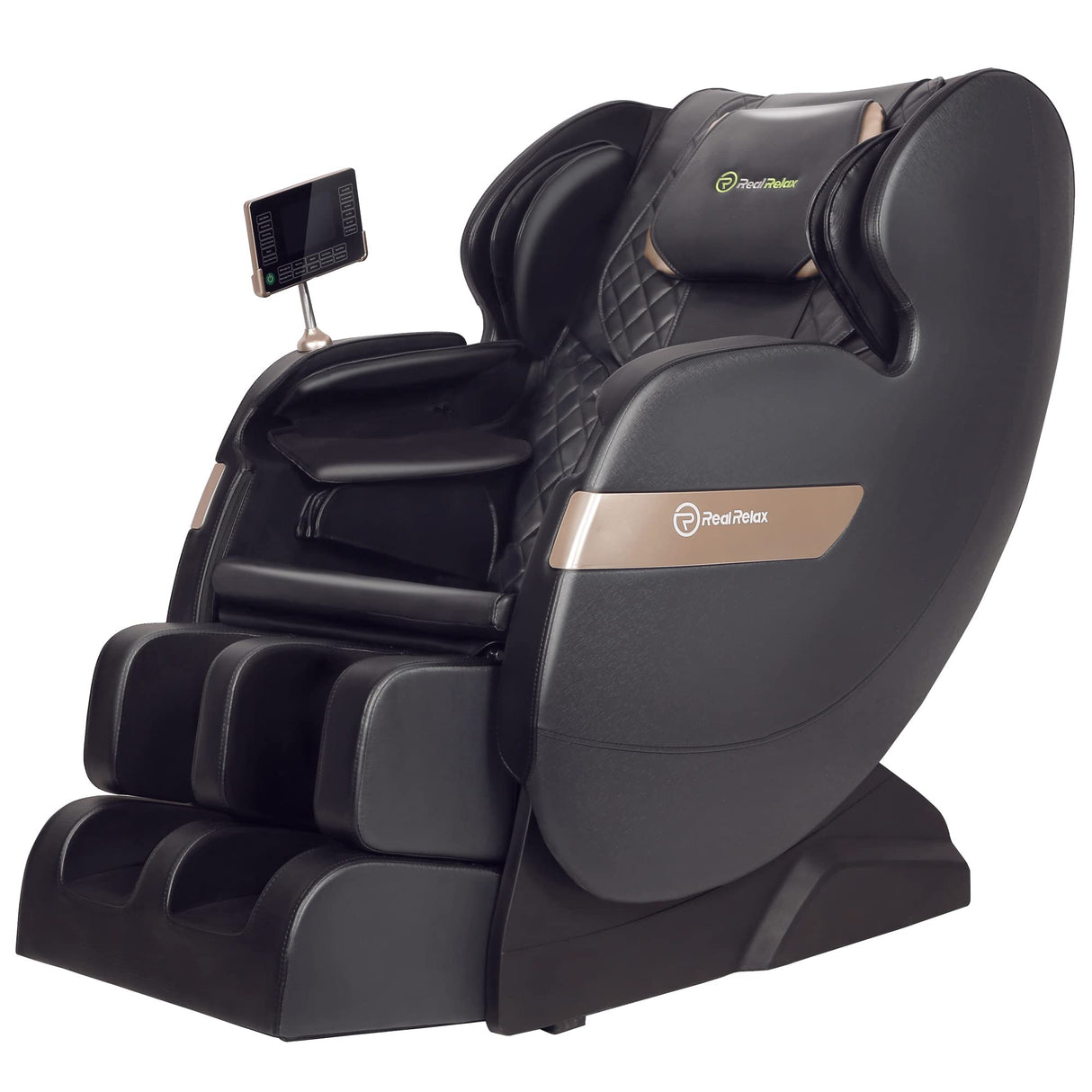 CoreRelief S-Track Massage Chair in Black Reclined – Side View