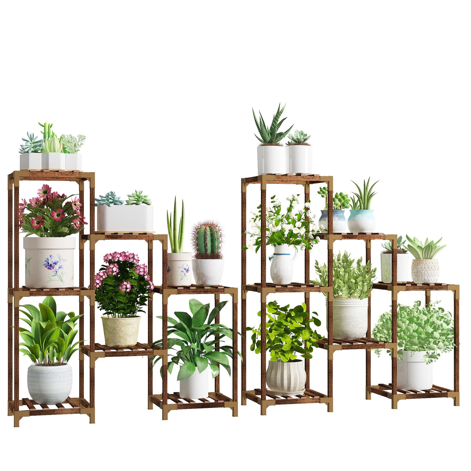 Corner plant stand with 14-tier design for small and large potted plants