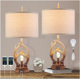 Rustic Farmhouse Antlers Table Lamp Set of 2