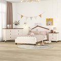 White+Gray 3 Pieces Modern Rustic Wood Furniture Kids House Bed Frame