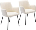 Classic Fabric Dining Chairs Set of 2, Kitchen & Dining Room Beige Chair with Arms