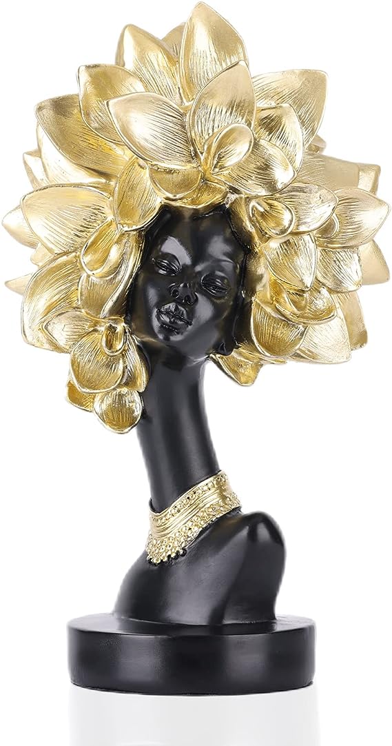 Black and Gold African Statues and Sculptures, African-American Women Busts