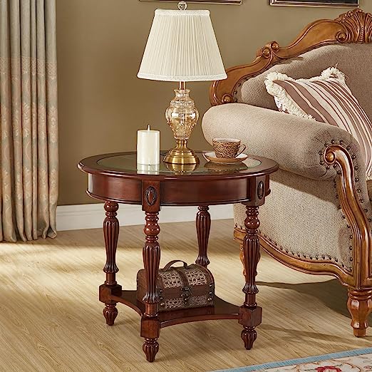 Solid Wood End Table with Drawer, Sofa Side Table with Storage Shelf, Side Table for Small Space, Nightstand,