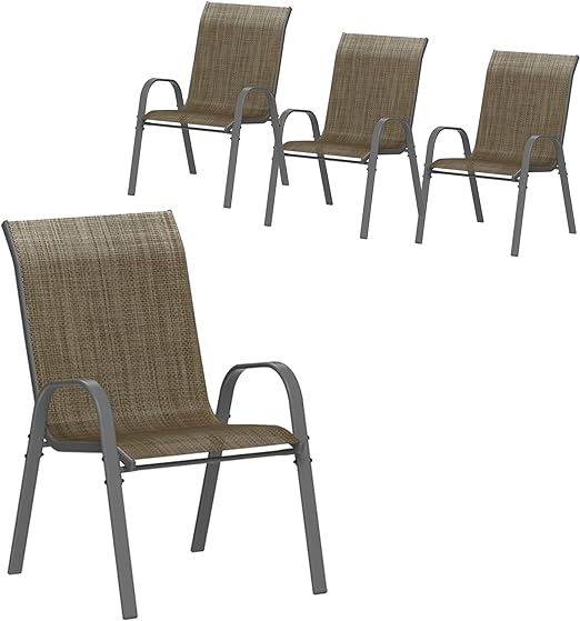 Patio Chairs Set of 4, Outdoor Stackable Dining Chairs for All Weather