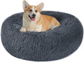 Calming Dog Cat Donut Bed - 23.6" Washable Fluffy Plush Dog Beds