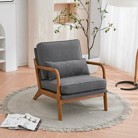 Accent Chair Mid-Century Modern Chair with Pillow Upholstered Lounge Arm Chair