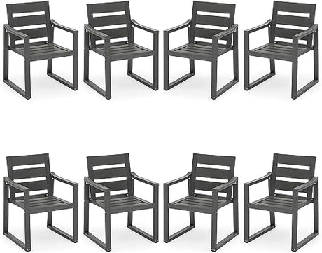 Poly Outdoor Dining Chairs Set of 8, 350LBS