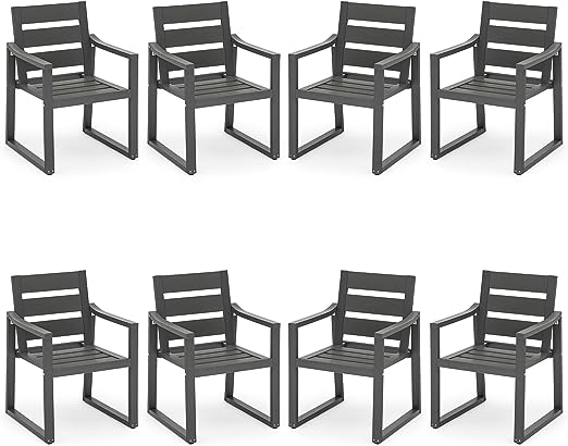 Poly Outdoor Dining Chairs Set of 8, 350LBS, Patio Dining Chairs