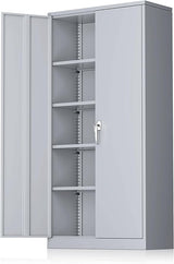 Metal Storage Cabinet with Lock, 72" Lockable Garage Tool Cabinet