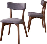 Abrielle Mid-Century Modern Fabric Dining Chairs with Natural Walnut