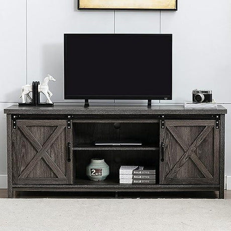 58" Farmhouse TV Stand for TVs up to 65 inch, Entertainment Center TV Cabinet