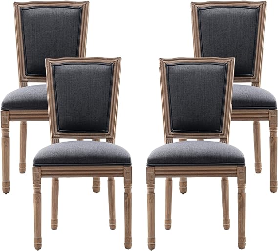 French Country Dining Chairs Set of 4, Farmhouse Fabric Dining Room Chairs