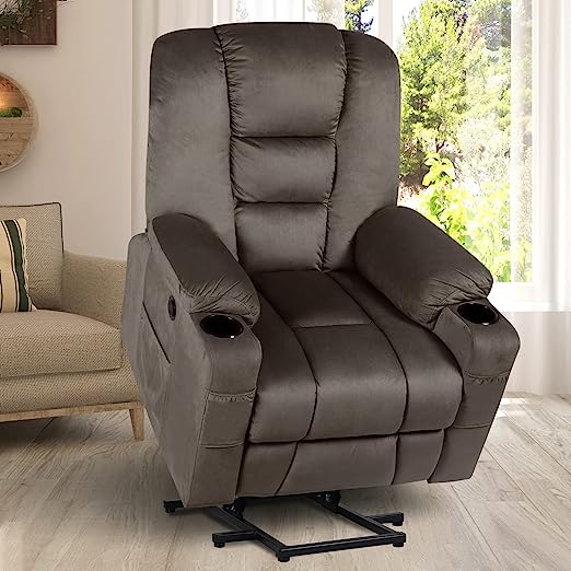 Power Lift Recliner Chair for Elderly with Heated Vibration Massage, Fabric Electric Power Recliner Chairs