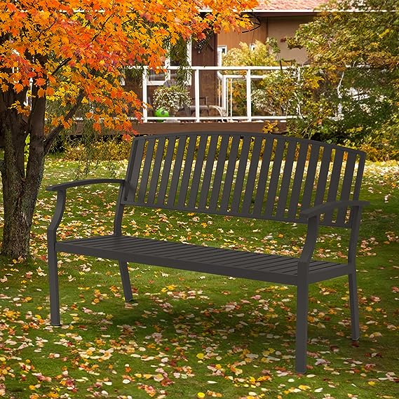 Outdoor Bench Weatherproof Aluminum Patio Garden Bench, Patio Loveseat