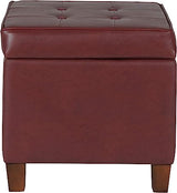 Leatherette Tufted Square Storage Ottoman with Hinged Lid