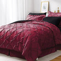 Queen Comforter Set 7 Pieces, Pintuck Gray Bed in a Bag Comforter Set for Bedroom