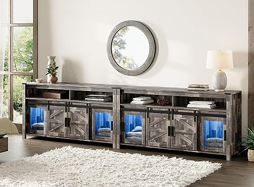 TV Stands for 100+ Inch TVs, 118" LED Farmhouse Entertainment Center