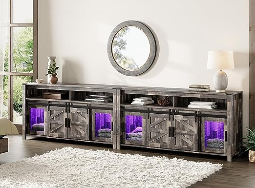 TV Stands for 100+ Inch TVs, 118" LED Farmhouse Entertainment Center