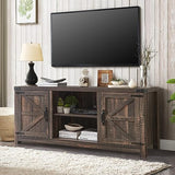 TV Stand for 75 Inch TV, Farmhouse TV Console Table with Barn Door Cabinets