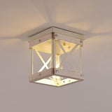 Rustic Farmhouse Flush Mount Ceiling Light 1-Light Metal