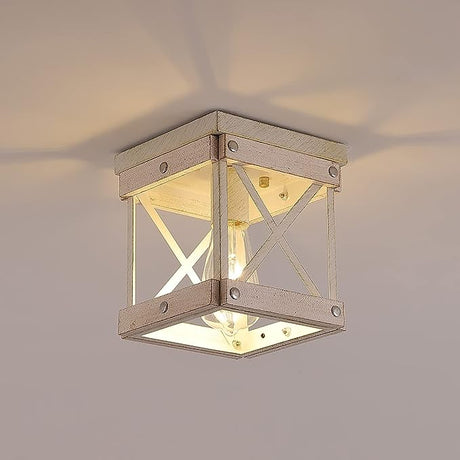 Rustic Farmhouse Flush Mount Ceiling Light 1-Light Metal