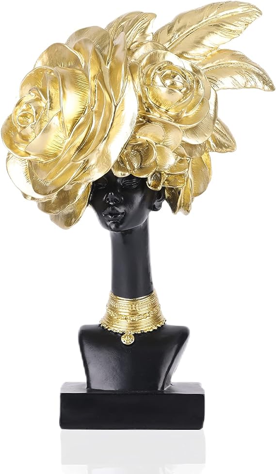 Black and Gold African Statues and Sculptures, African-American Women Busts