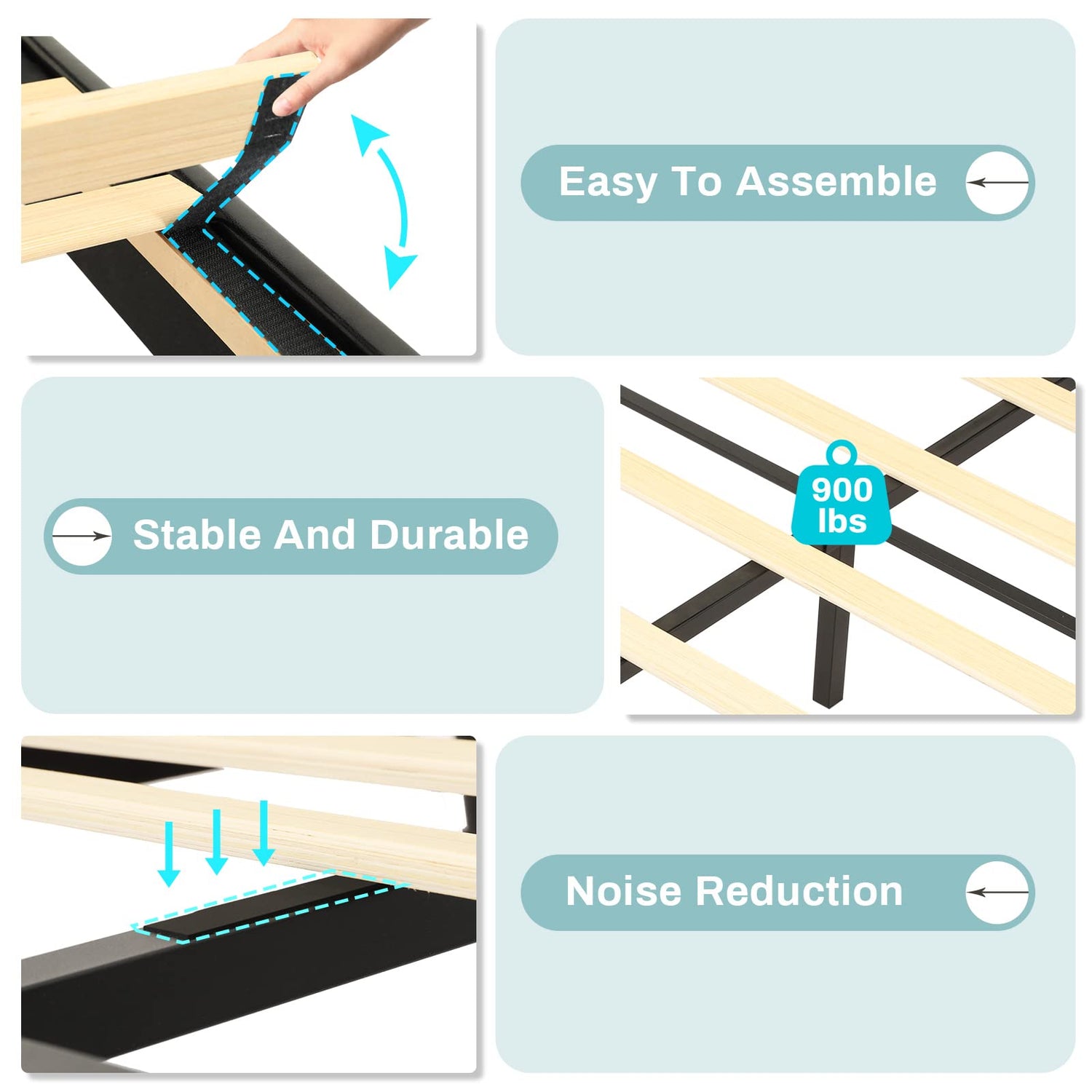 Easy-to-Assemble LED Bed Frame – No Box Spring Required