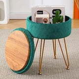 Cpintltr Velvet Storage Ottoman Round Footrest Stool Multifunctional Upholstered Ottoman