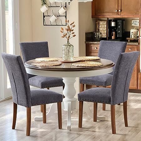 Upholstered Parsons Dining Chairs Set of 4, Fabric Dining Room Kitchen Side Chair