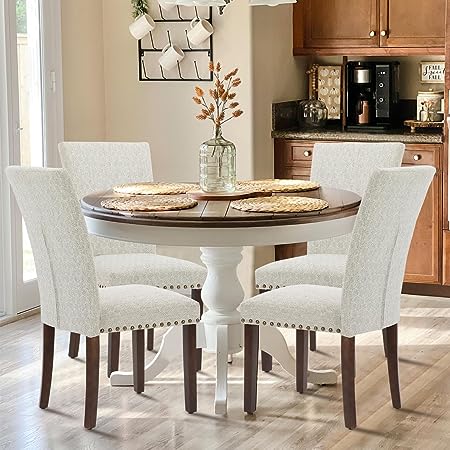 Upholstered Parsons Dining Chairs Set of 4, Fabric Dining Room Kitchen Side Chair