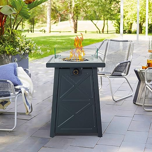 19.5-inch Propane Fire Pit, Porcelain Tile Top Gas Fire Pit Table